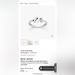 james avery initial ring
